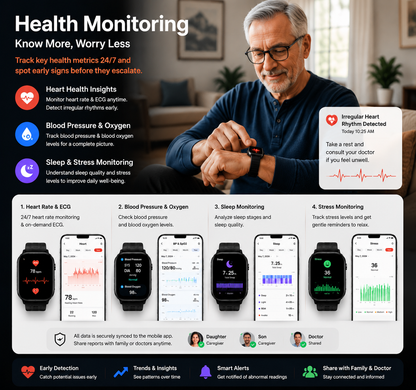 🔥 Order Today: Free Replacement Watch Strap ！Pryxo™ Standalone 4G Smart Watch with Automatic Fall Detection + GPS Location + Health Monitoring