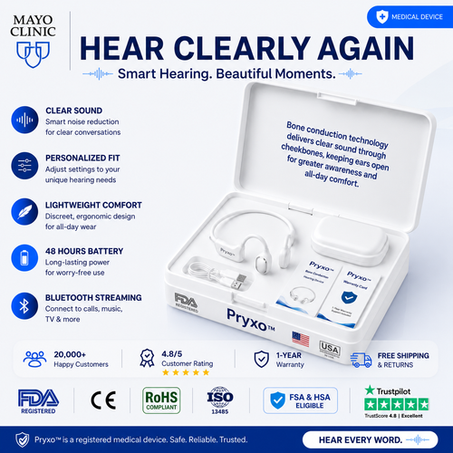 🔥 Final 2 Hours : Only Limited Stock Left🏆Pryxo™ Bone Conduction Smart Hearing Headphones （Mayo Clinic Recommended）